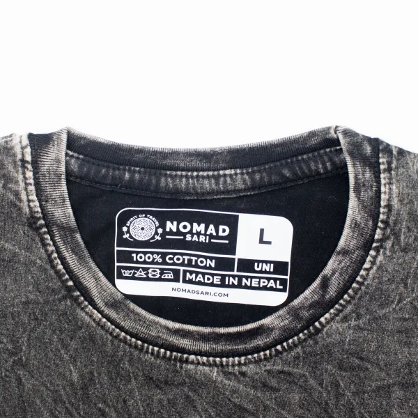 Nomad Sari Stonewash Bavlněné Tričko - Kompas Života - Tmavě Šedá - Velikost L