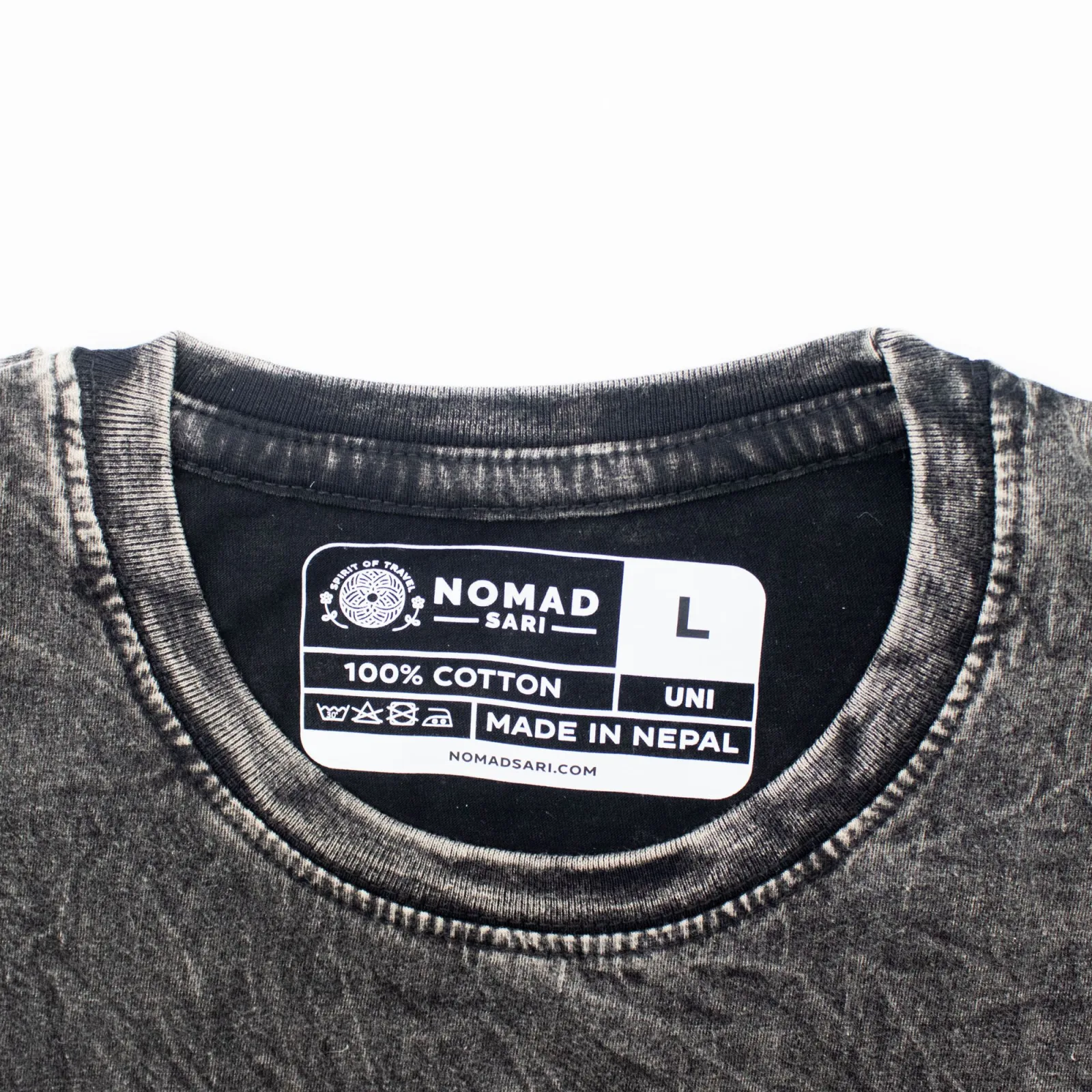 Nomad Sari Stonewash Bavlněné Tričko - Kompas Života - Tmavě Šedá - Velikost L