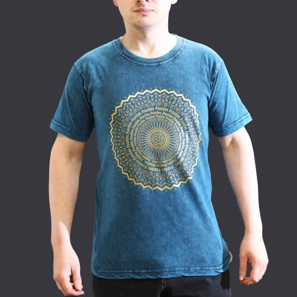 Malé Stone Washed Tričko - Mandala - Modré