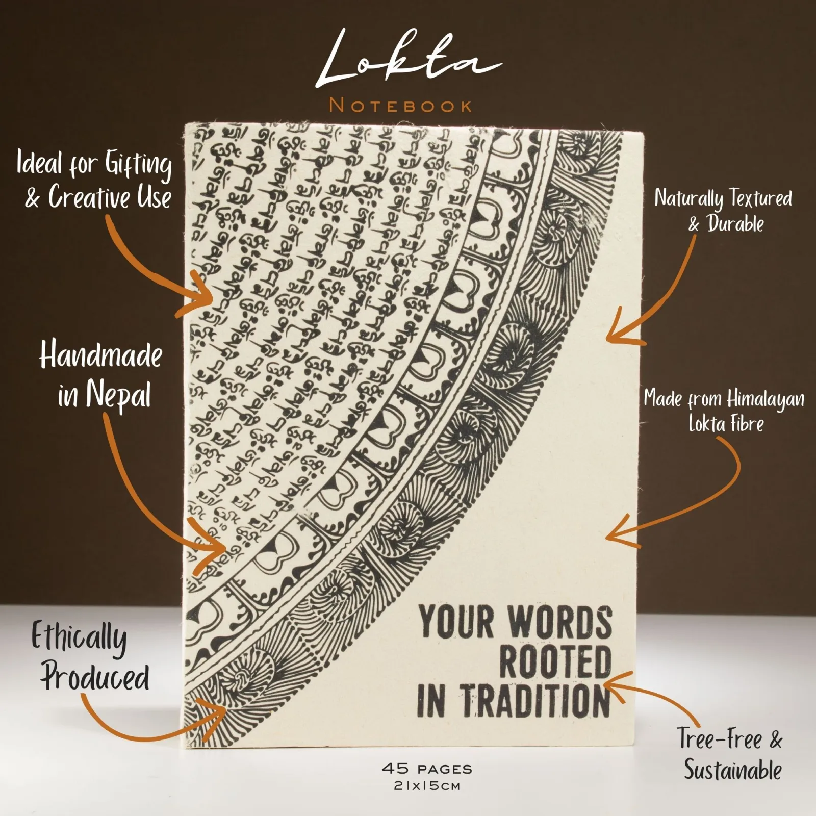 Velký Lokta Zápisník Inspirace  (21x15cm) - 45 listů - Your Words - inc bookmark