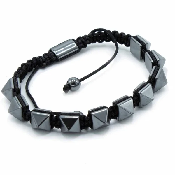 Magnetický Hematitový Náramek Shamballa - Špičaté Pyramidy