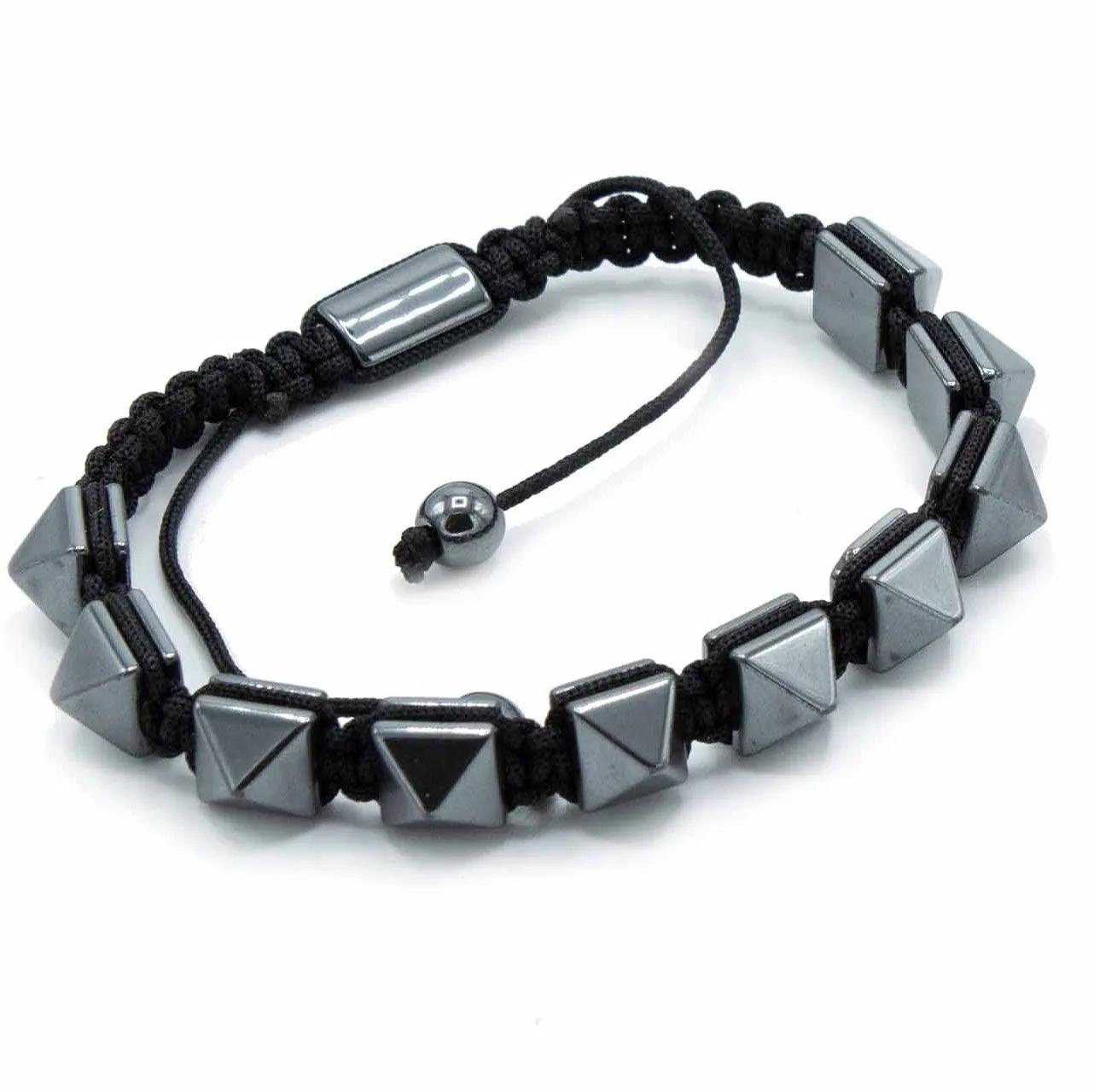 Magnetický Hematitový Náramek Shamballa - Špičaté Pyramidy