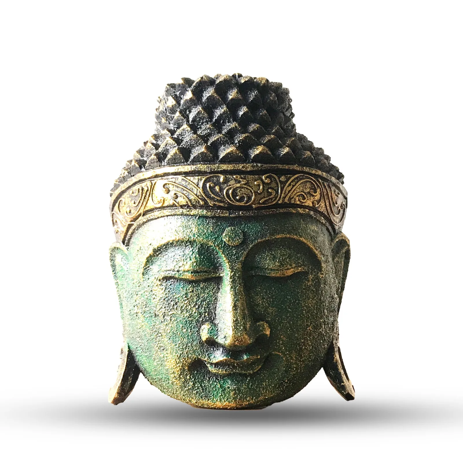Domácí Dekorace - Hlava Buddhy - 25cm - Zelený Lesk
