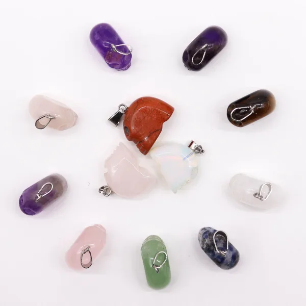 Přívěsky z Drahých Kamenů - Mini Lebky (12 různých)  20x15mm