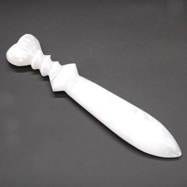 Selenitový Velký Obřadní Nůž - Spirálovitý (25cm)