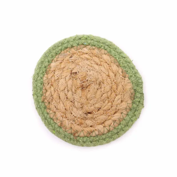 Přírodní Tácek - Juta & Bavlna 10cm (set 4) - Olivový Okraj