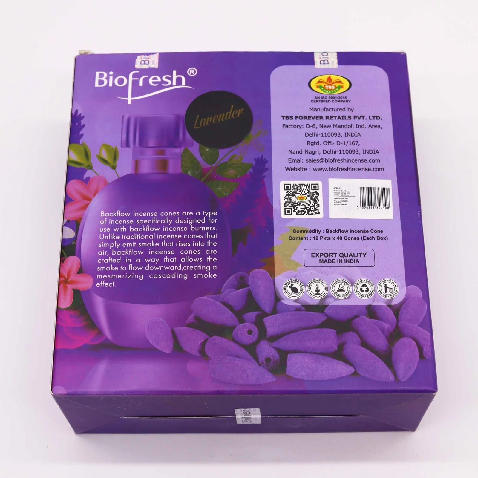 Biofresh Vonné Kužely Tekoucí Dým (40 kuželů) - Levandule