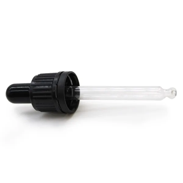 Černá T/E Skleněná Pipeta pro 30ml Lahvičku s Kapátkem 18mm