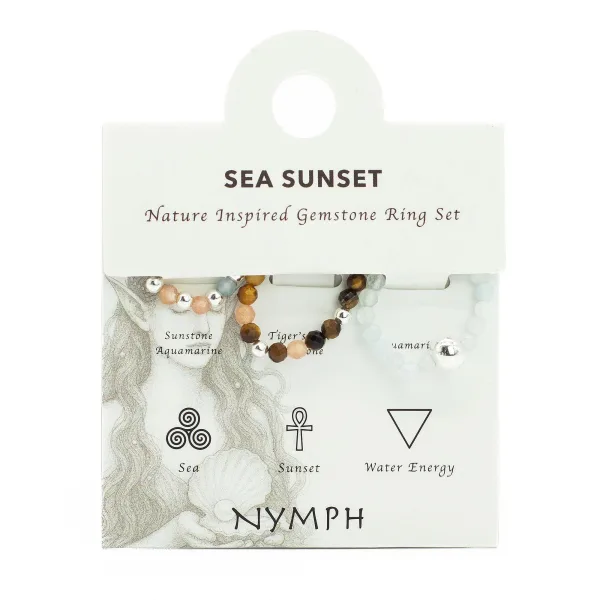 Nymph Spirit Set Prstenů s Drahými Kameny - Mořský Sunkus