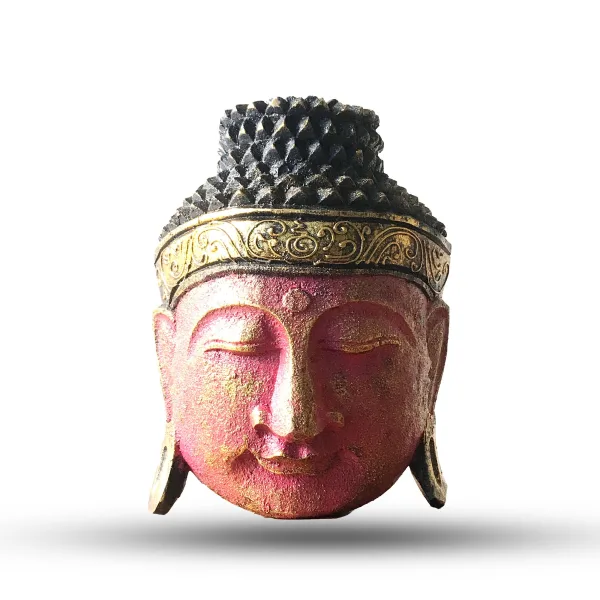 Domácí Dekorace - Hlava Buddhy - 25cm - Červený Lesk