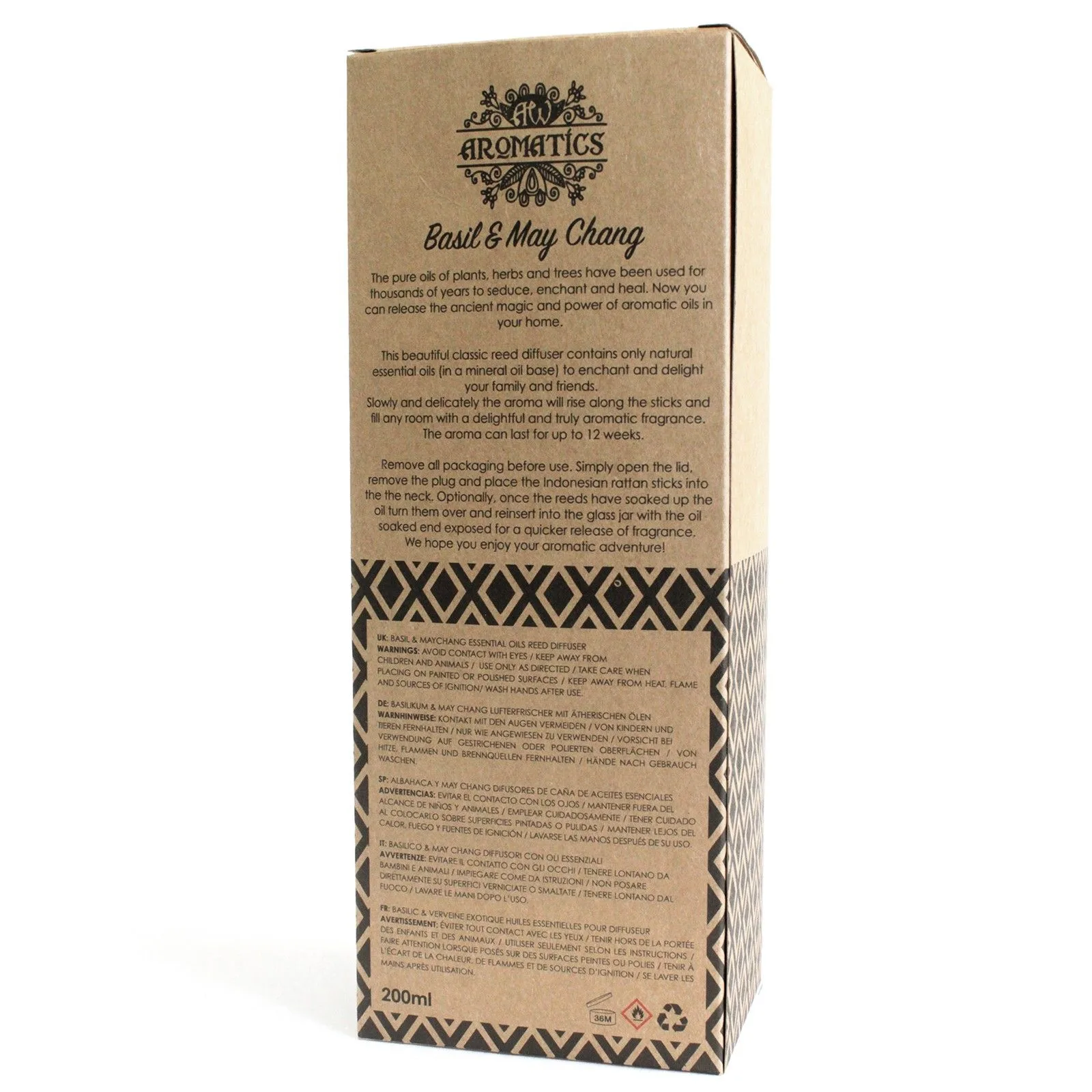 Bazalka & May Chang Difuzér s Esenciálním Olejem - 200 ml
