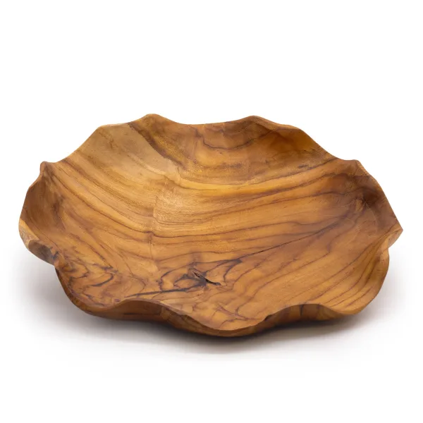 Hladká Kulatá Mísa na Ovoce z Teakového Dřeva - 30x5.5cm