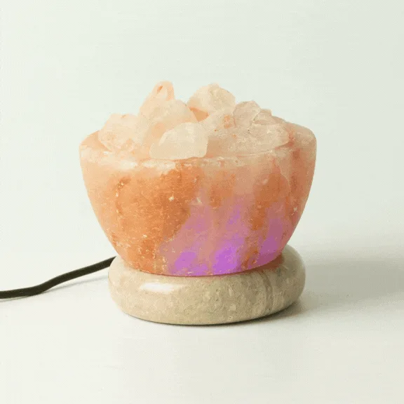 USB Solná Lampa - Miska s Kusy Soli - více barev světla