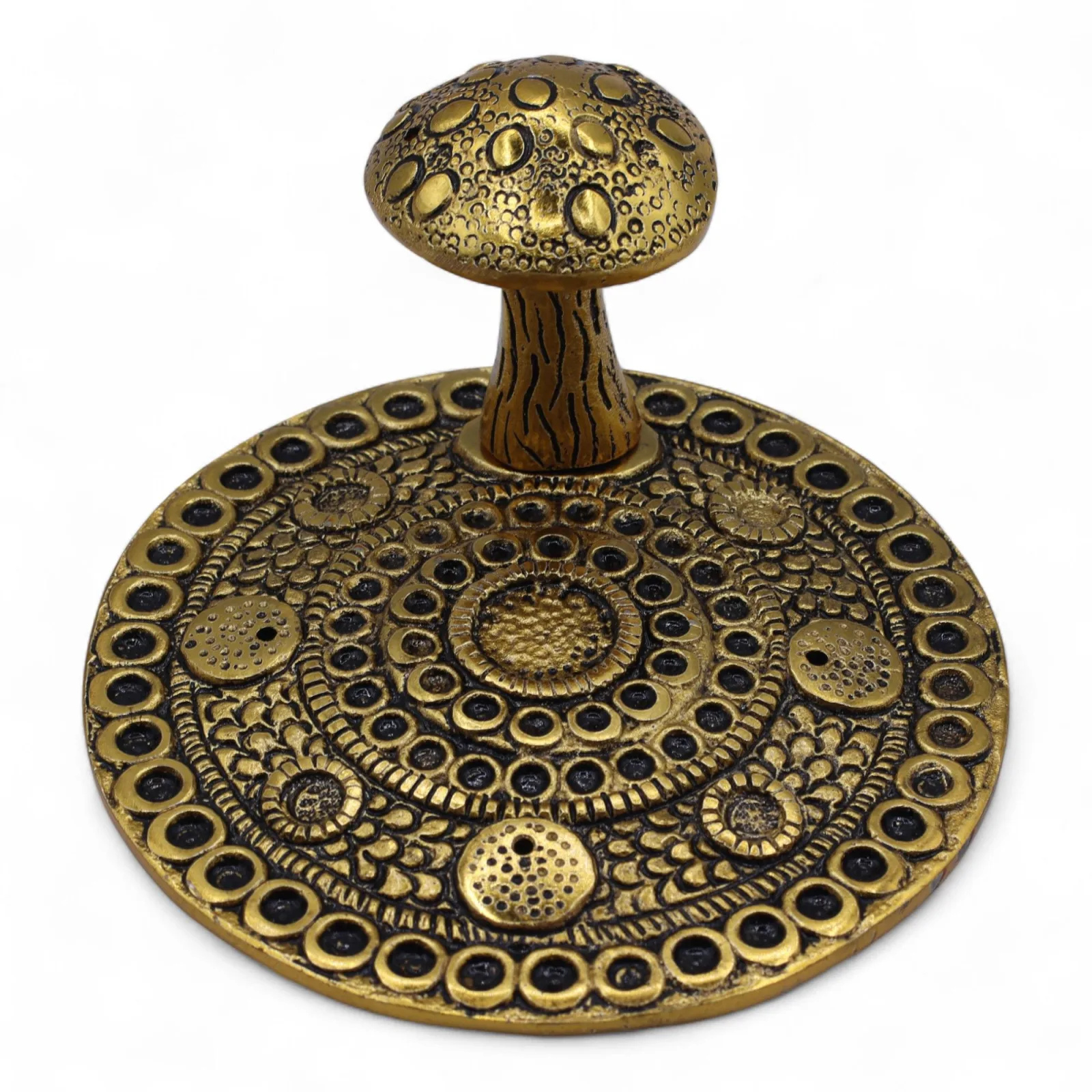 Mosazný Stojan na Vonné Tyčinky - Talíř s Hříbkem