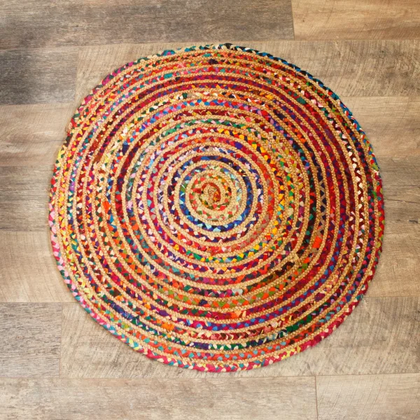 Kruhový Koberec z Juty a Recyklované Bavlny - 90 cm