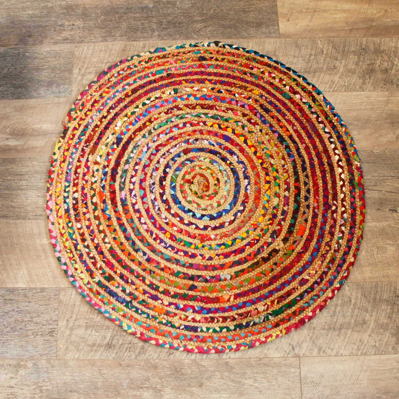 Kruhový Koberec z Juty a Recyklované Bavlny - 90 cm