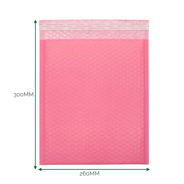 Růžová Polyetylénová Bublinková Obálka (260x300+40mm)
