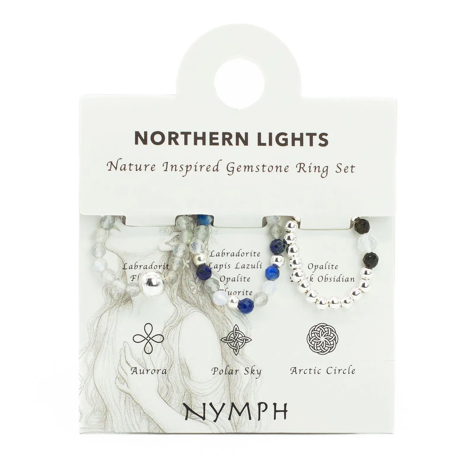 Nymph Spirit Set Prstenů s Drahými Kameny - Polární Záře