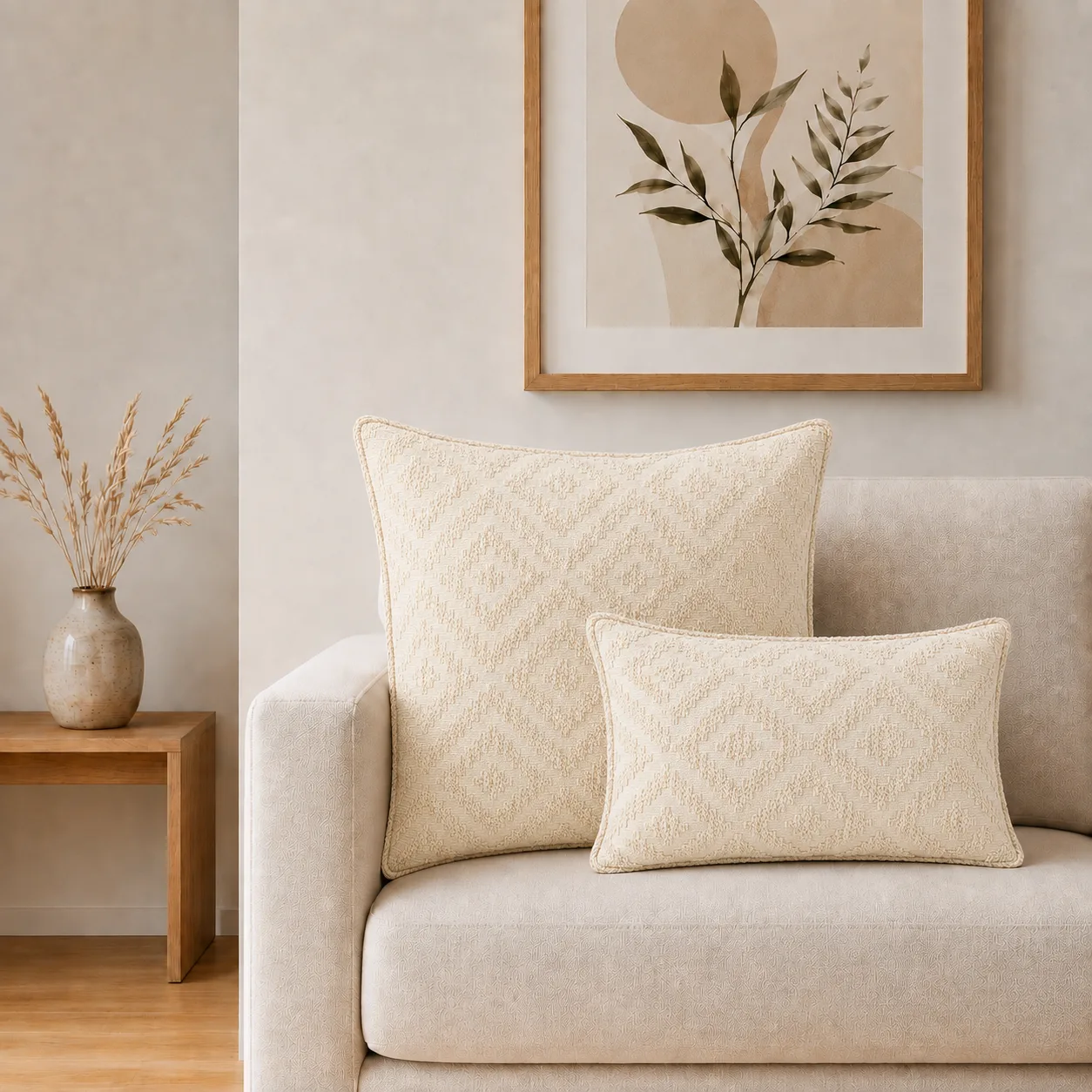 Klasický potah na polštář - Neutrální Geo Creme - 60x60 cm - Jumbo styl