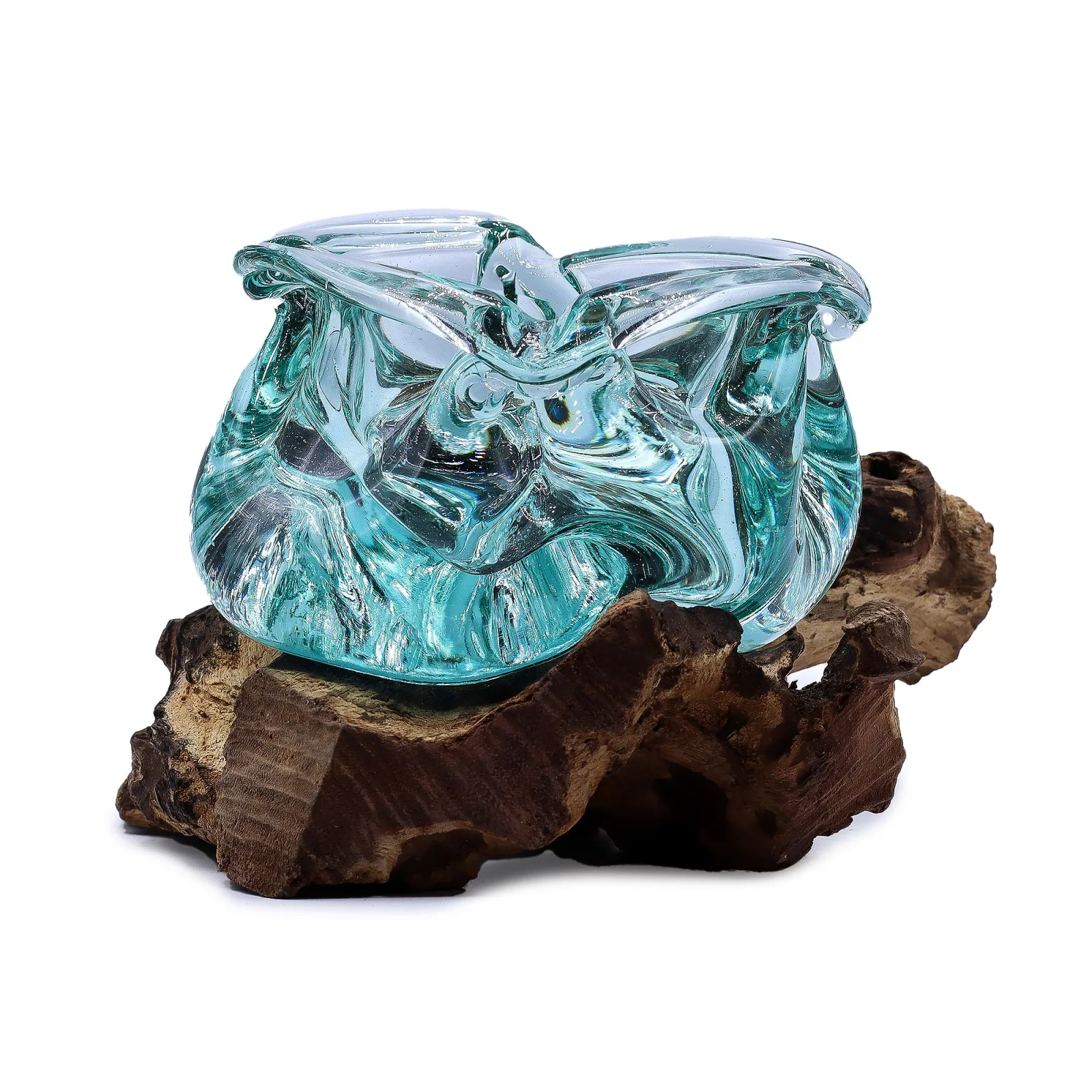 Tavené Sklo na Dřevě - Popelník / Svícen