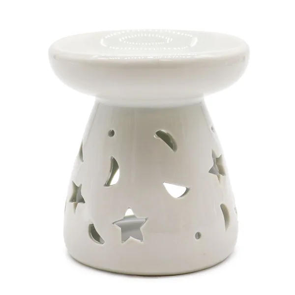 VELKÁ Klasická Bílá Aroma Lampa - Měsíc a Hvězdy