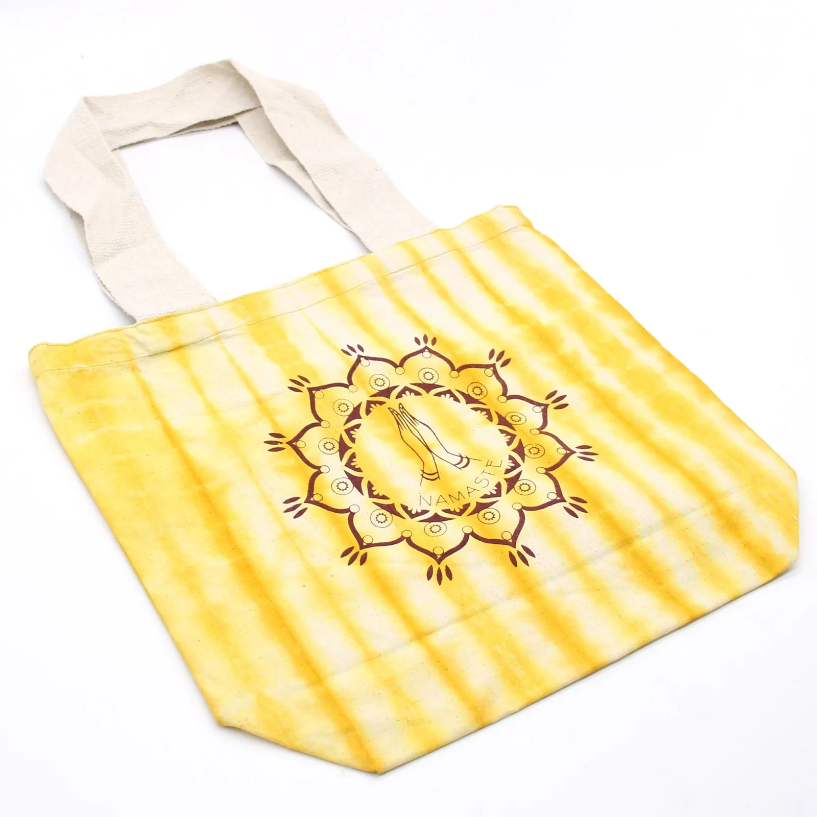 Bavlněná Taška (6oz) - 38x42x12cm - Ruce Namasté - Žlutá - Přírodní Popruhy
