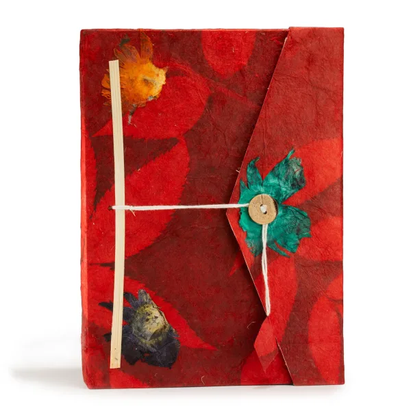 Velký Lokta Květinový Zápisník (21x15cm) - 45 stran - Rubínová