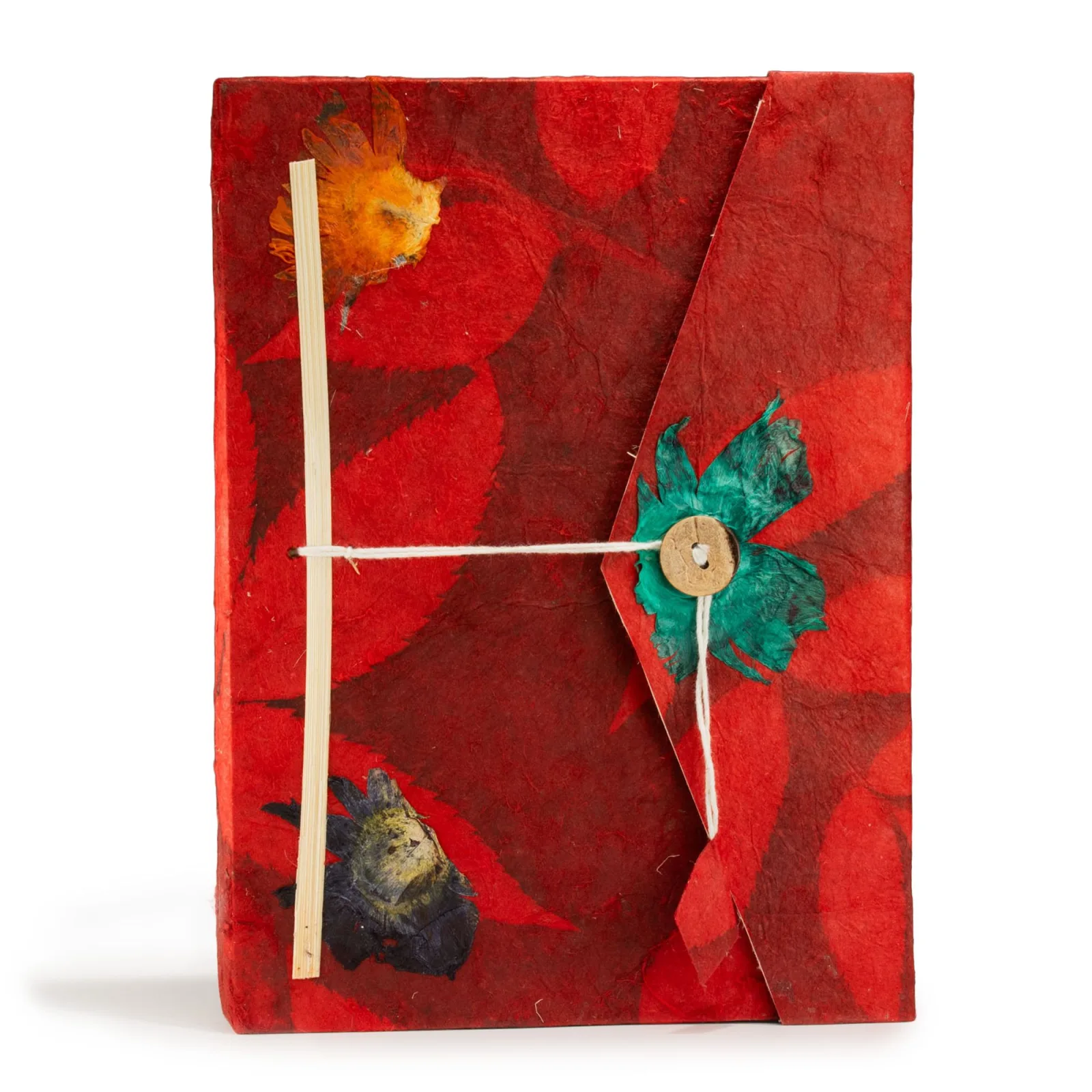 Velký Lokta Květinový Zápisník (21x15cm) - 45 stran - Rubínová