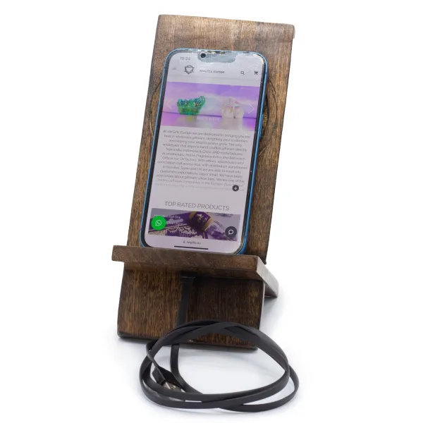 Dřevěný Vyřezávaný Stojan na Telefon - Strom Života 20x9.5cm