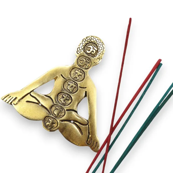 Stojan na Vonné Tyčinky z Pozláceného Hliníku - Yóga Sedmi Čaker 12x12cm