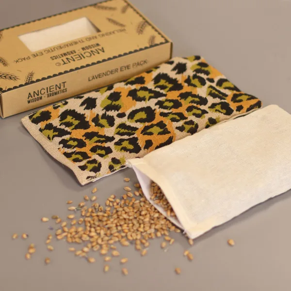 Levandulovo-Pšeničký Terapeutický Polštářek na Oči - Noční Leopard
