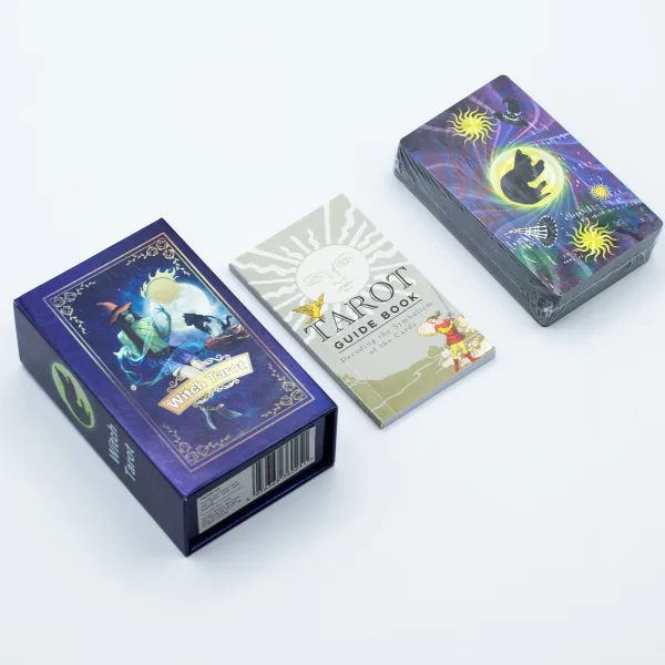 Sada Fialových Fóliových Tarotrových Karet - Čarodějnický Tarot - s Brožurkou
