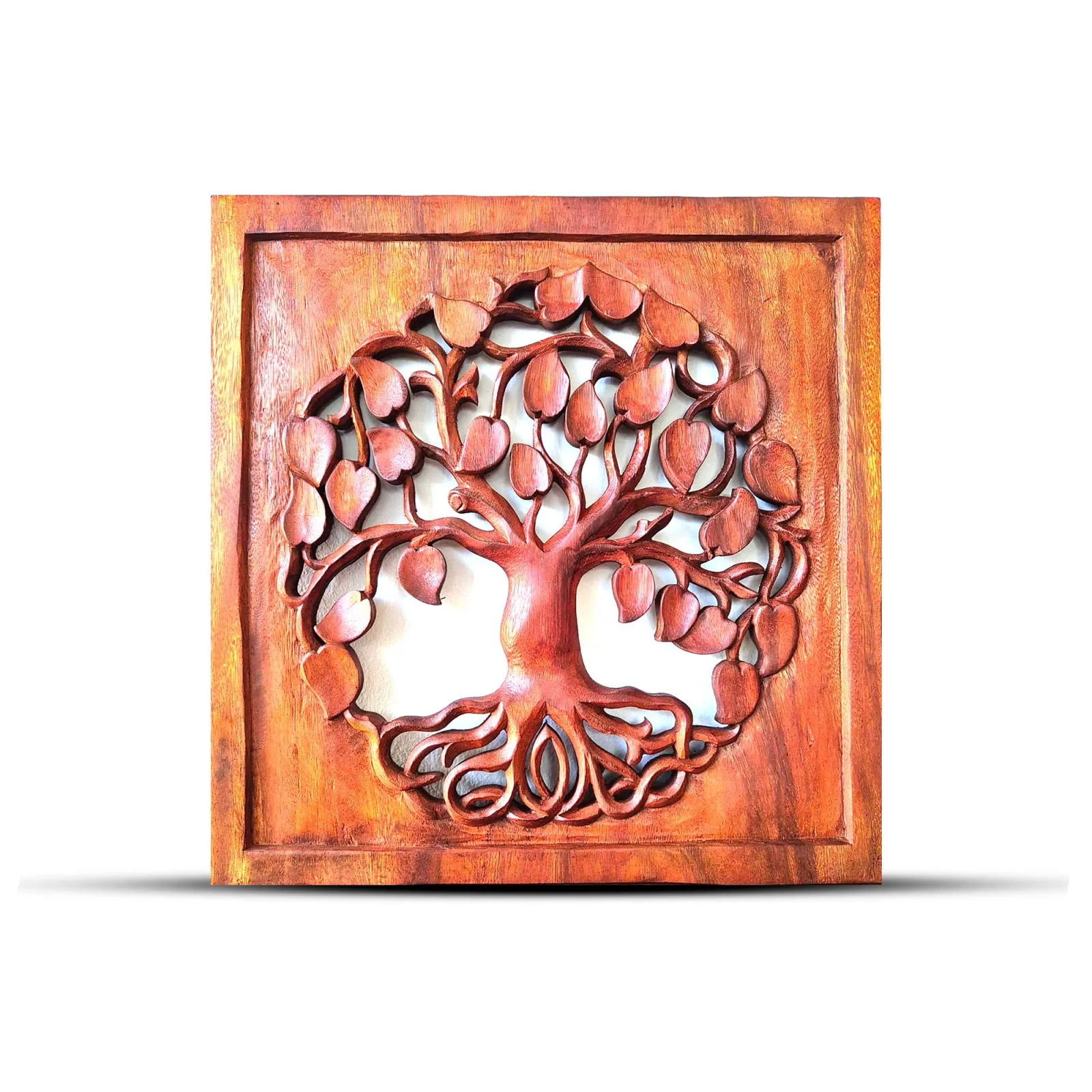 Čtvercový Dřevěný Dekorativní Panel - Strom Života Kruh 40x40cm