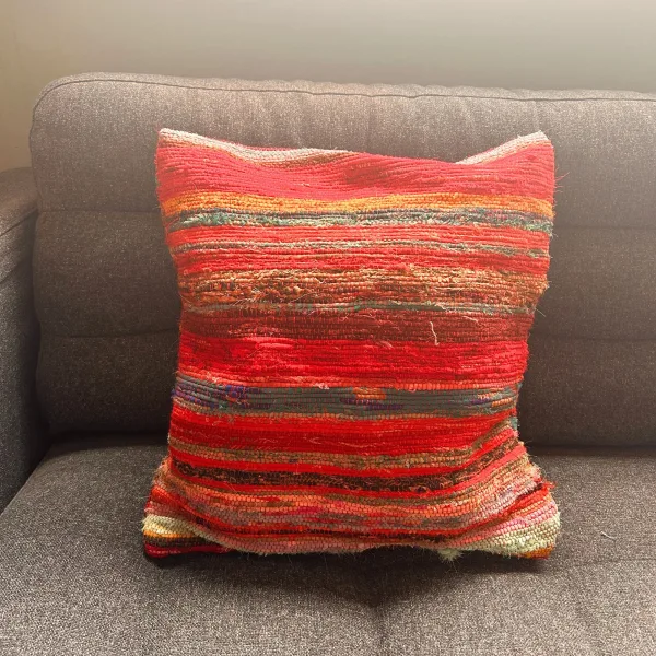 Povlečení na Polštář z Hadrovitého Koberce - 40x40cm - Bohatá Červená