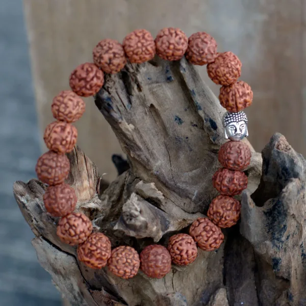 Rudraksha Buddha Mala Náramek - Přírodní
