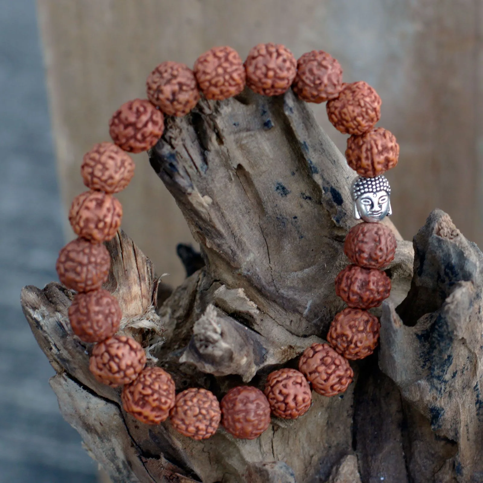 Rudraksha Buddha Mala Náramek - Přírodní