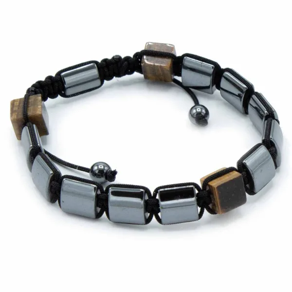 Magnetický Hematitový Náramek Shamballa - Kvádry Tygří Oko