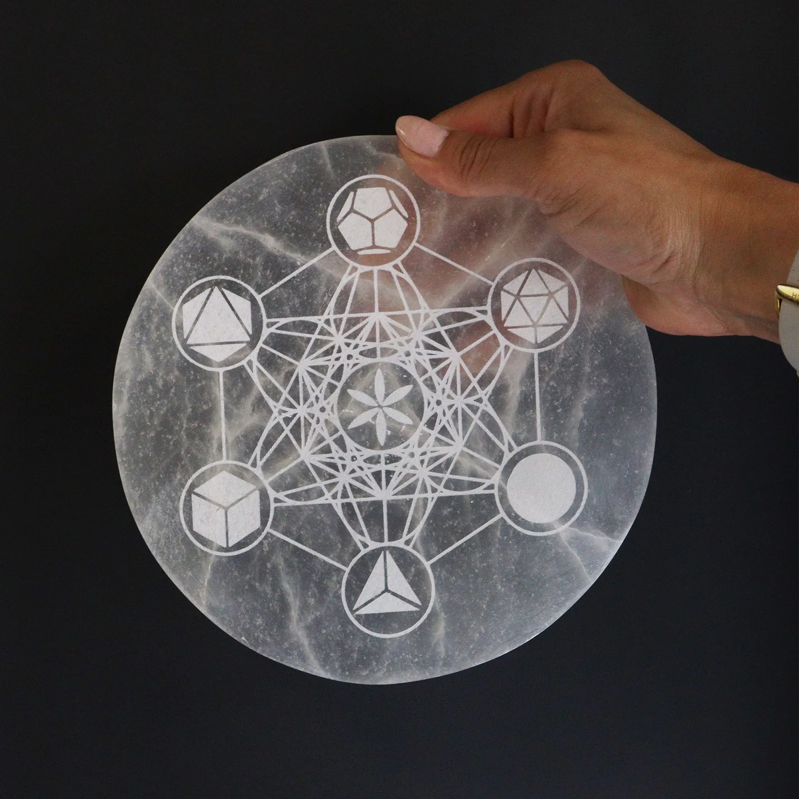 Velký Selenitový Talíř 18cm - Posvátná Geometrie