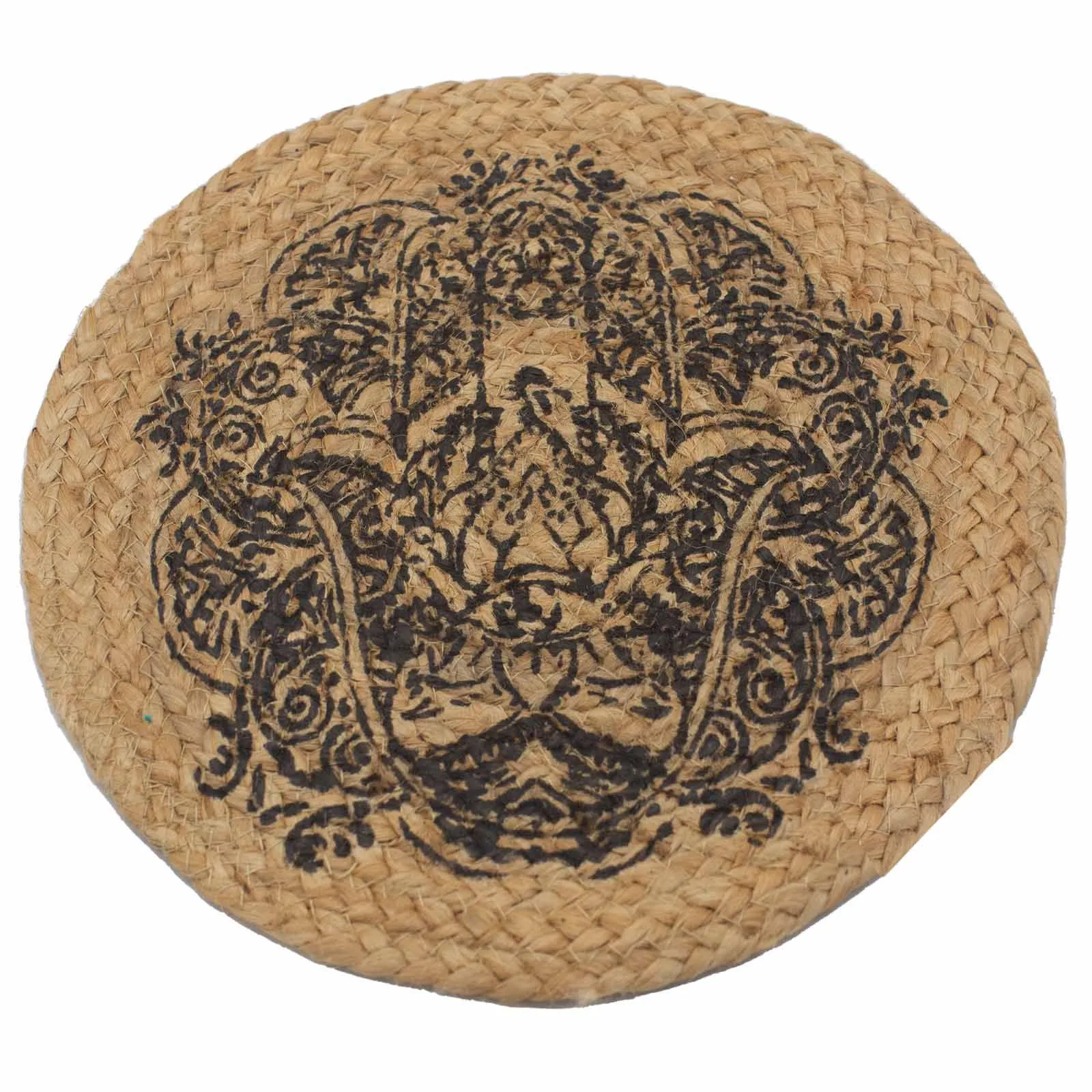 Přírodní Prostírání - Juta & Bavlna 30cm - Potisk Hamsa