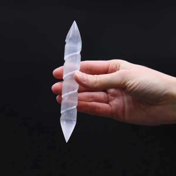 Selenitová Spirálovitá Hůlka - 16 cm (špičaté konce)