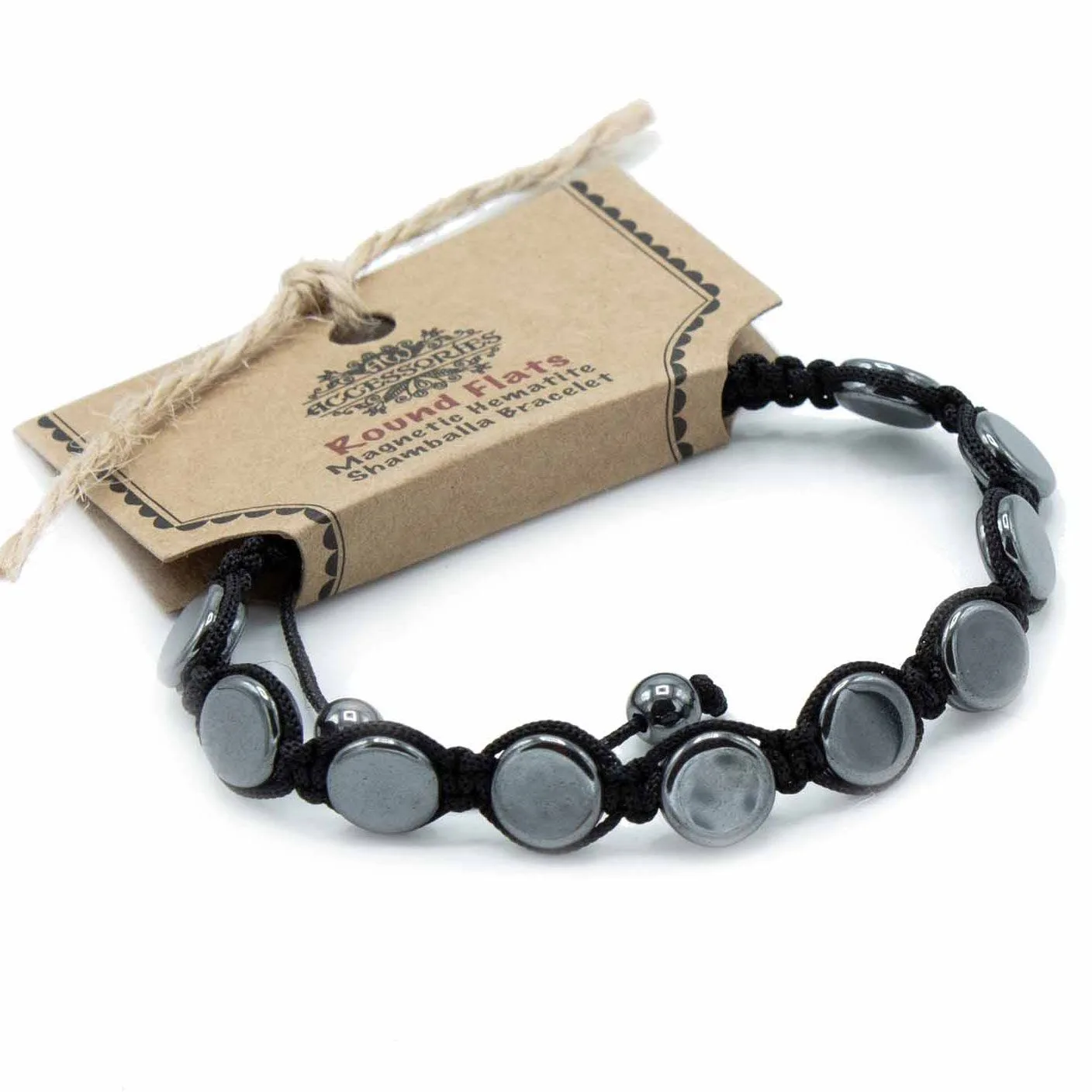 Magnetický Hematitový Náramek Shamballa - Ploché Kroužky