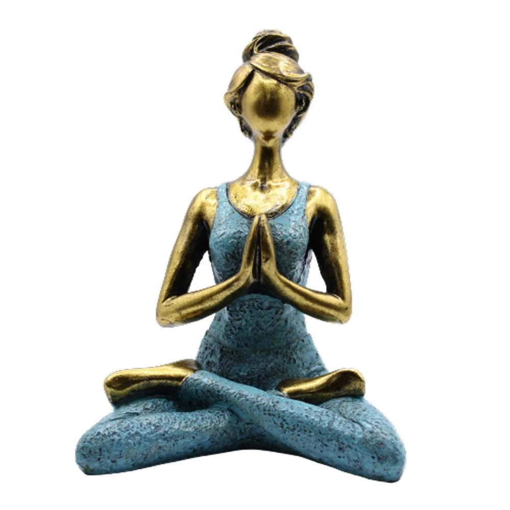 Yoga Lady Figurka -  Bronzová & Tyrkysová 24cm