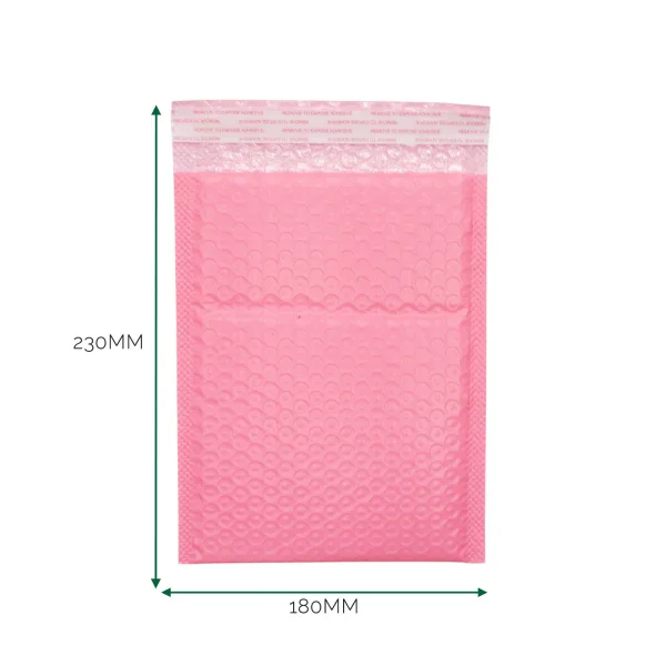 Růžová Polyetylénová Bublinková Obálka (180x230+40mm)