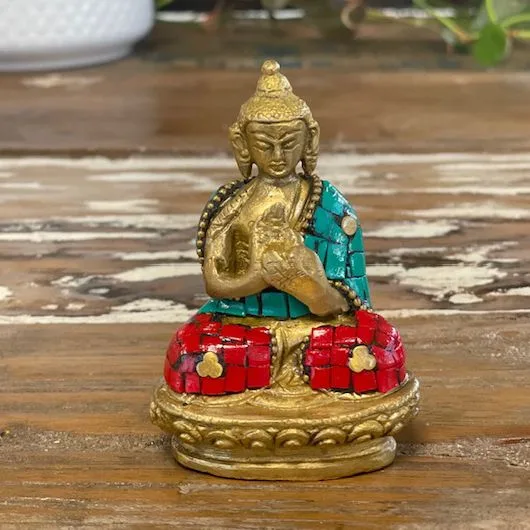 Mosazná Soška Buddhy - Semknuté Ruce - 7.5 cm