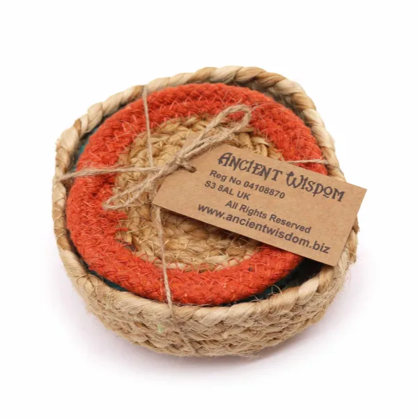 Přírodní Tácek - Juta & Bavlna 10cm (set 6) - Náhodné Barvy v Košíku