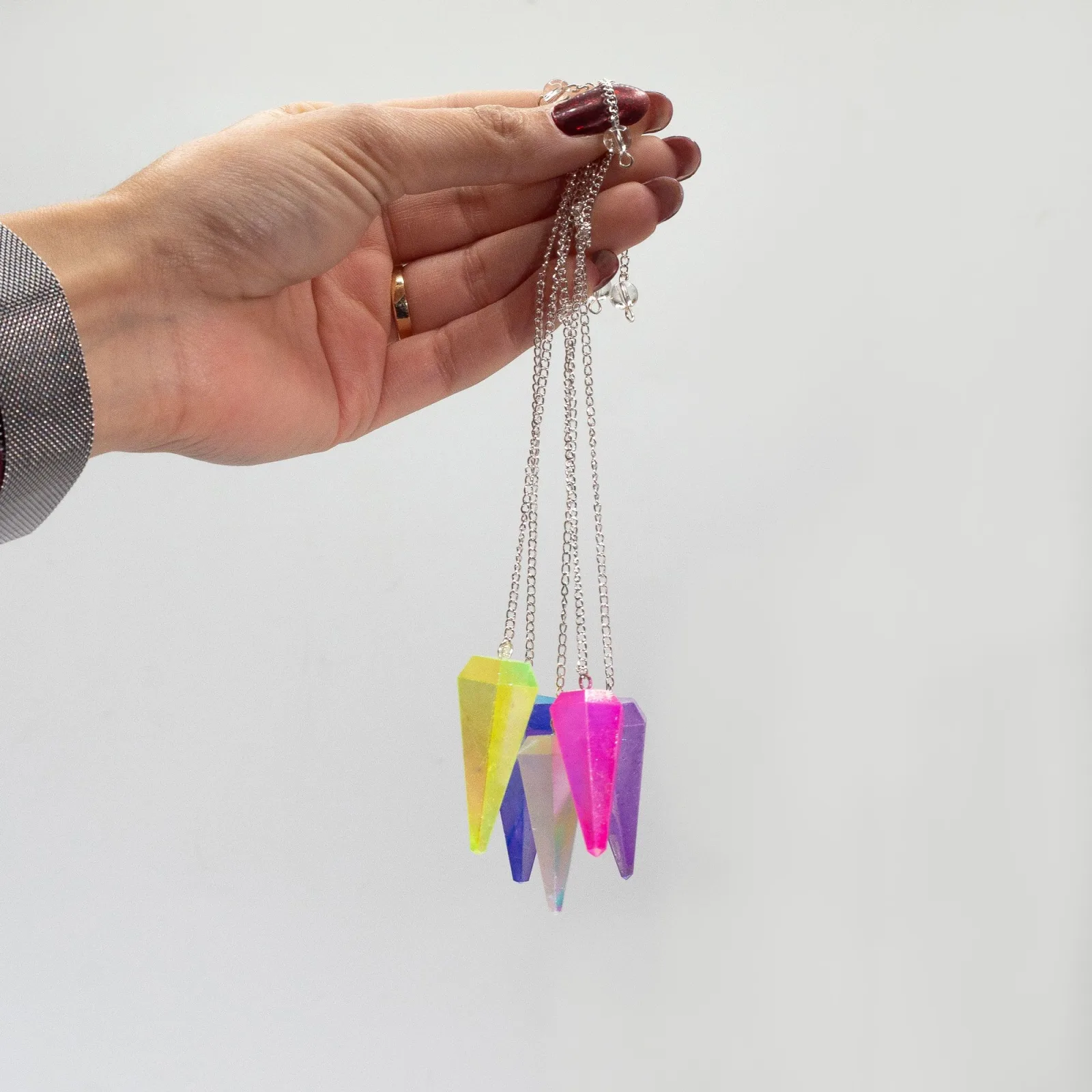 Šestistranné Kyvadlo - Aurora Crystal Růžové - 4cm