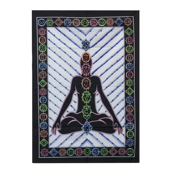 Ručně Malovaný Bavlněný Závěs - Buddha Chakra