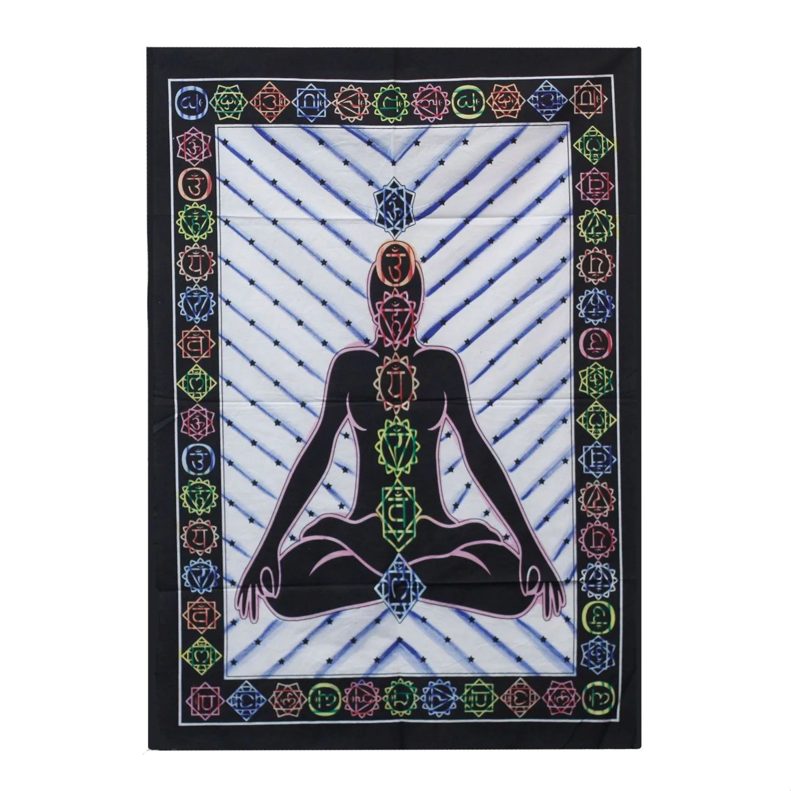 Ručně Malovaný Bavlněný Závěs - Buddha Chakra