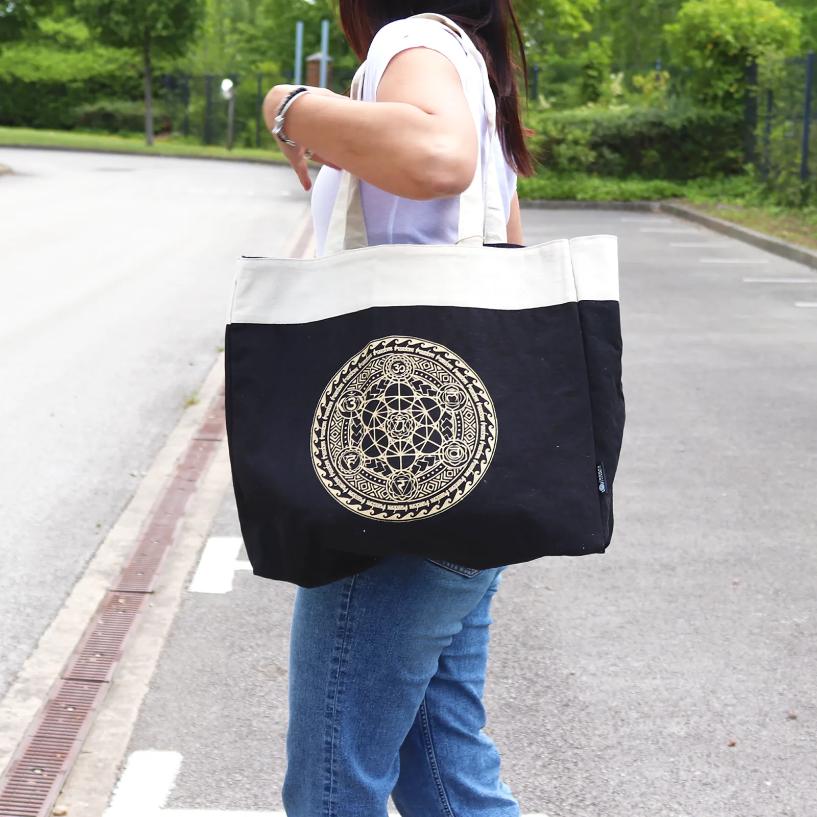 Velká Nákupní Taška (38x15x43cm) Čokoládová Stonewash 14oz- Svobodná Chakra