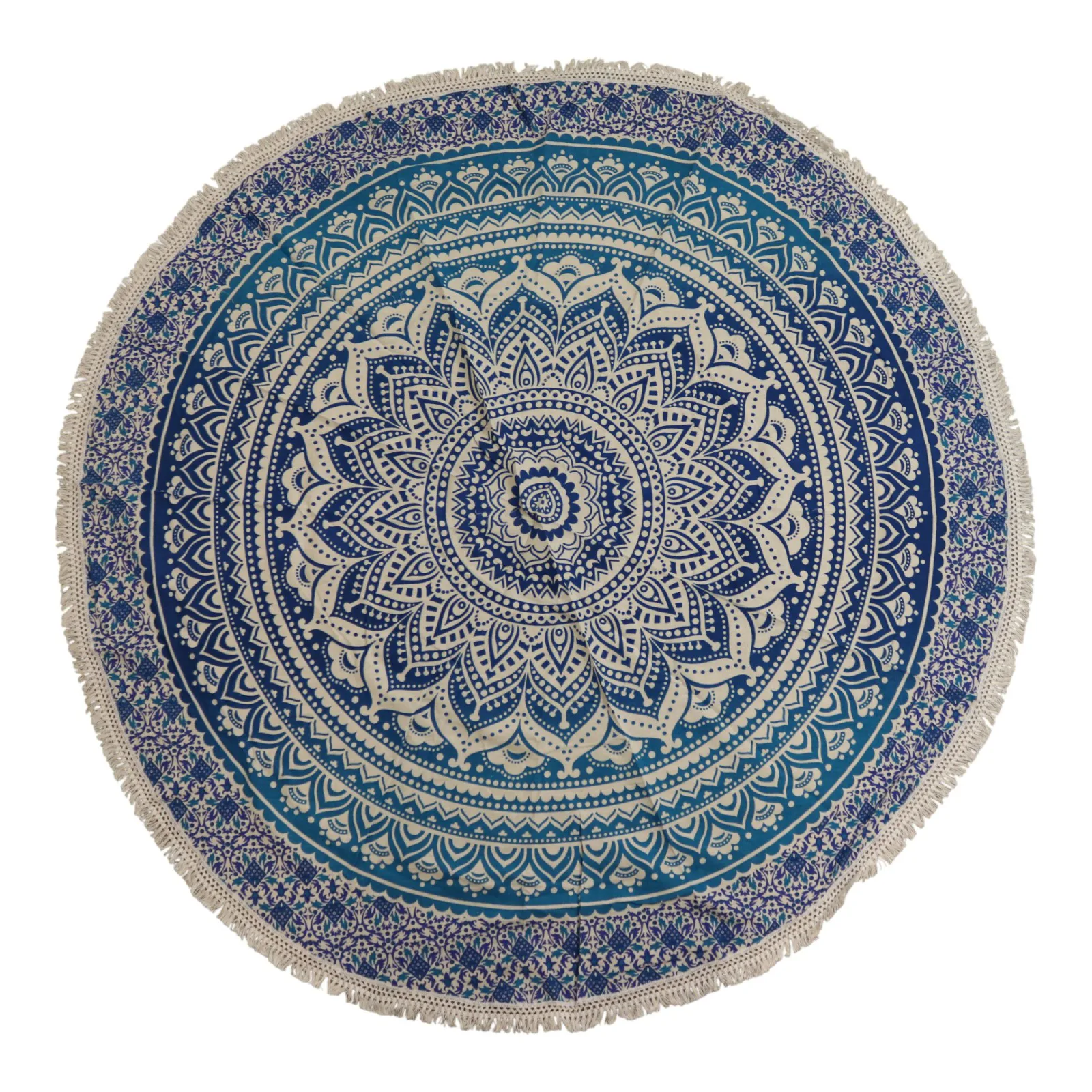 Malý Mandala Kruhový Nástěnný Závěs (130cm) - Klasická Modrá